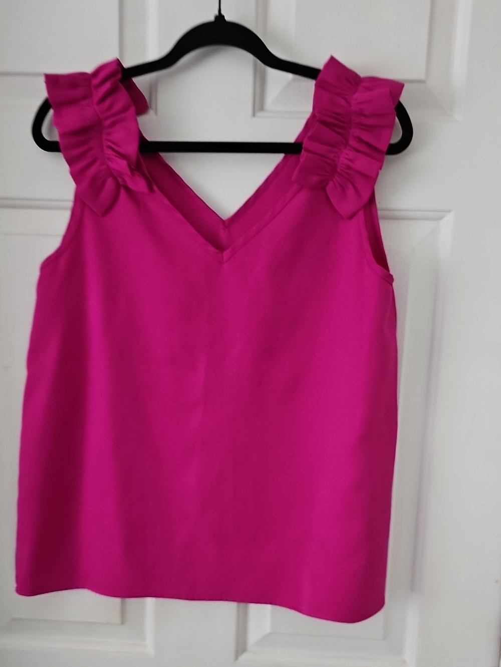 SHEIN Hot Pink Ruffle Strap V-Neck Tank Top